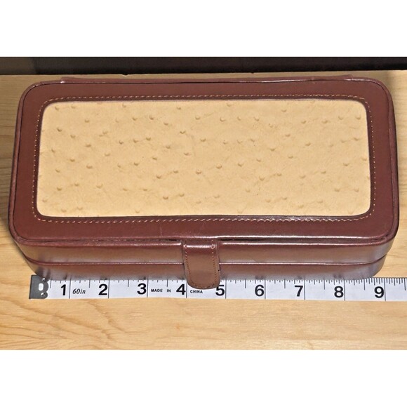 Travel Jewelry Box‎ Organizer Vegan Leather Brown 9X5X3 EUC - Picture 11 of 13